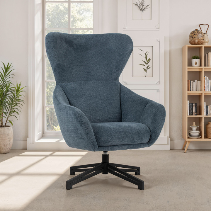 Ohrensessel Marconia blau drehbar Blau